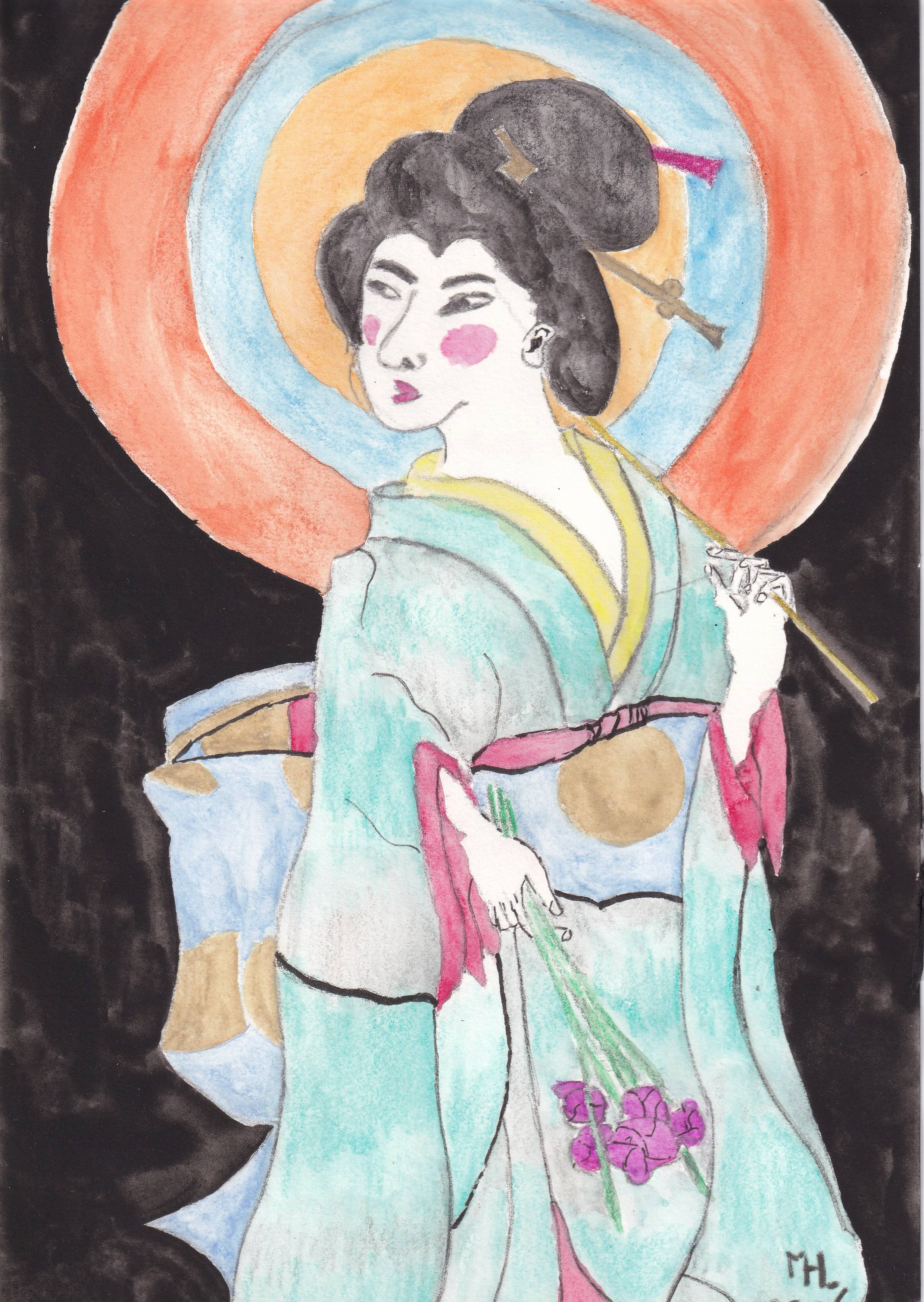 Marc Leeflang / Japanese lady with purple flowers