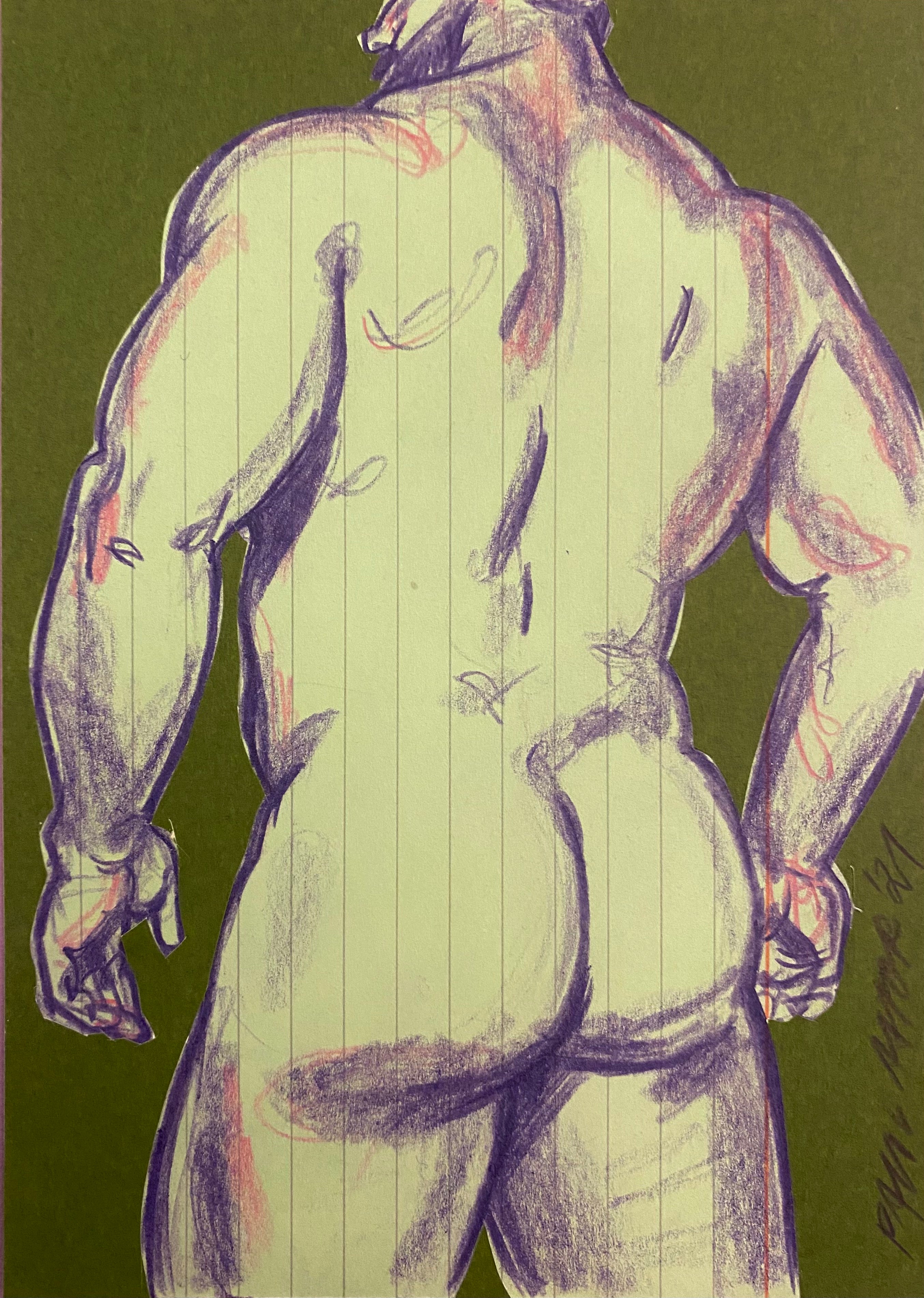 Paul Astor / Male nude in olive