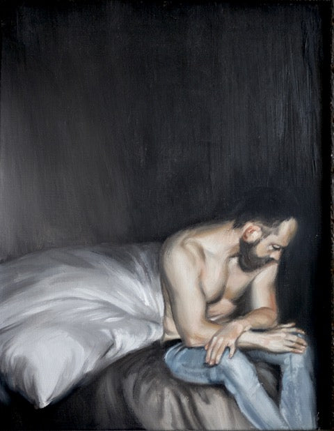 Matthias Bade / Nude, sitting on the bed