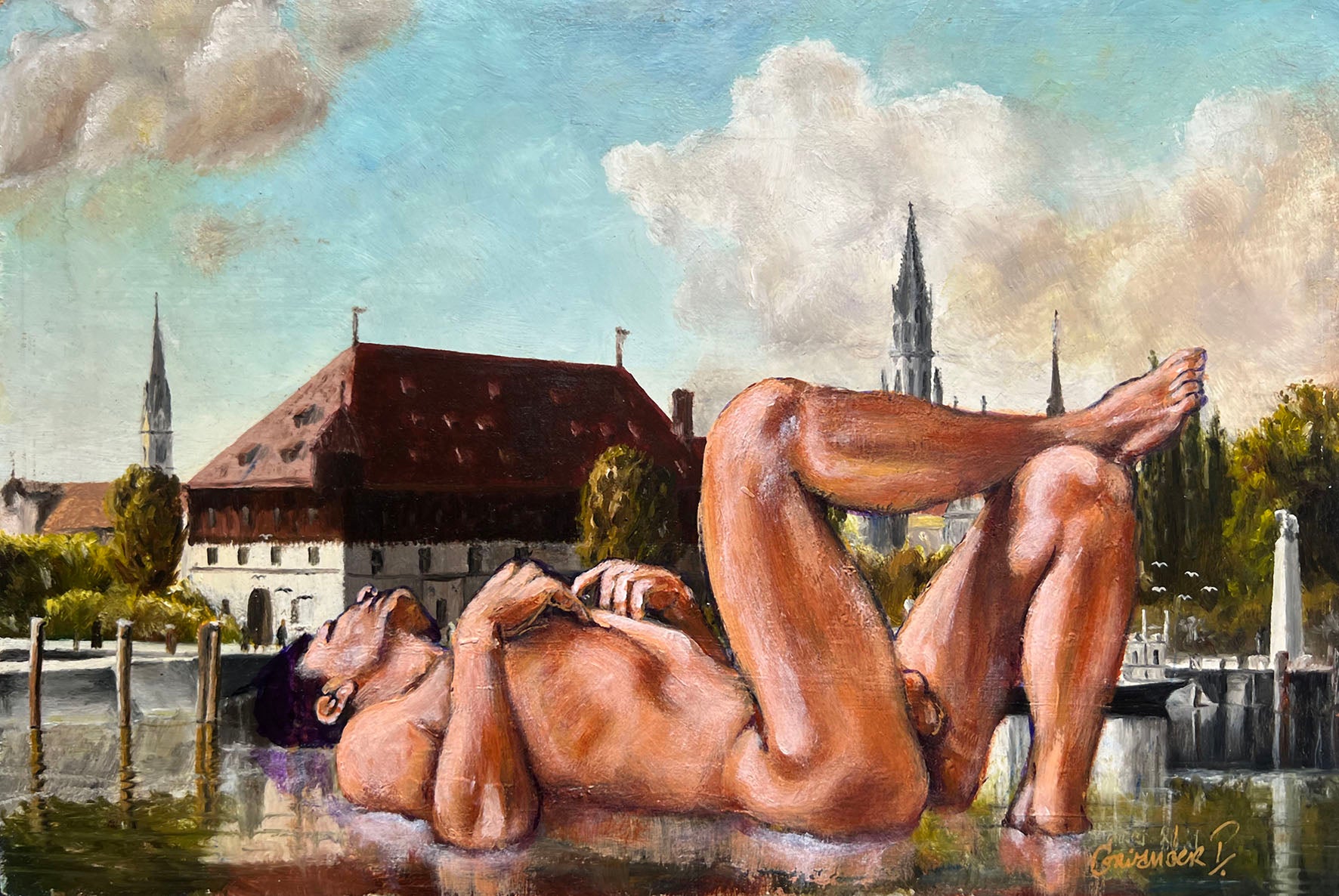 Coriander Pinxit / Sehr zum Ärger der Bewohner badete Riese Jorit gerne im Hafen von Konstanz (Riese #29)