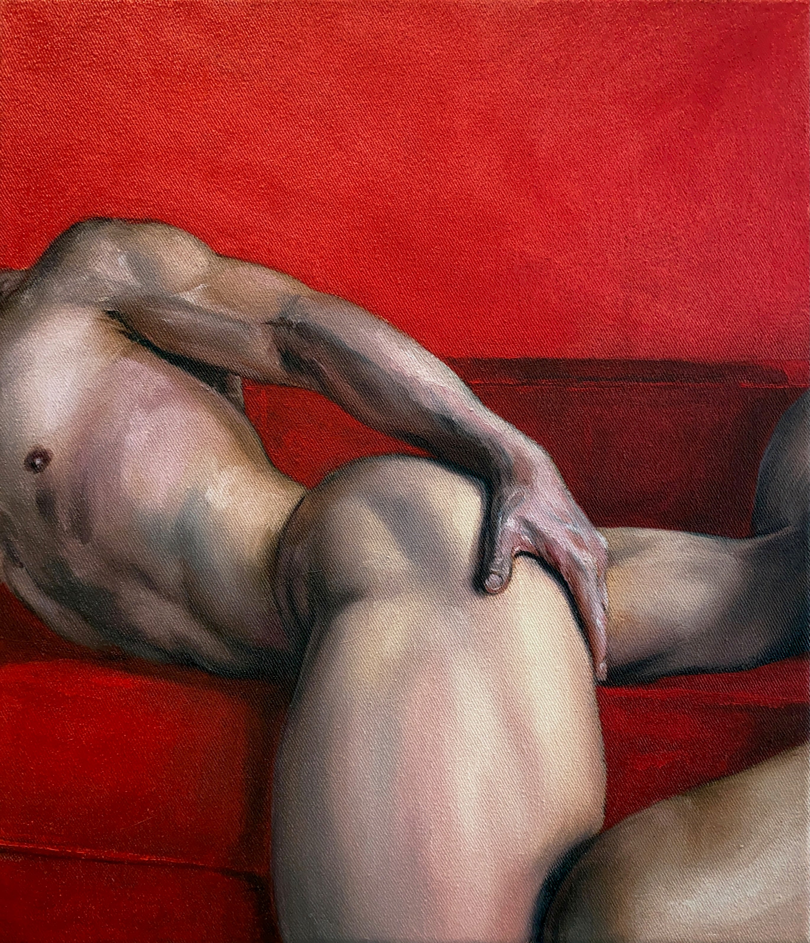 Willi de Vries / Liegender Akt auf einem Sofa